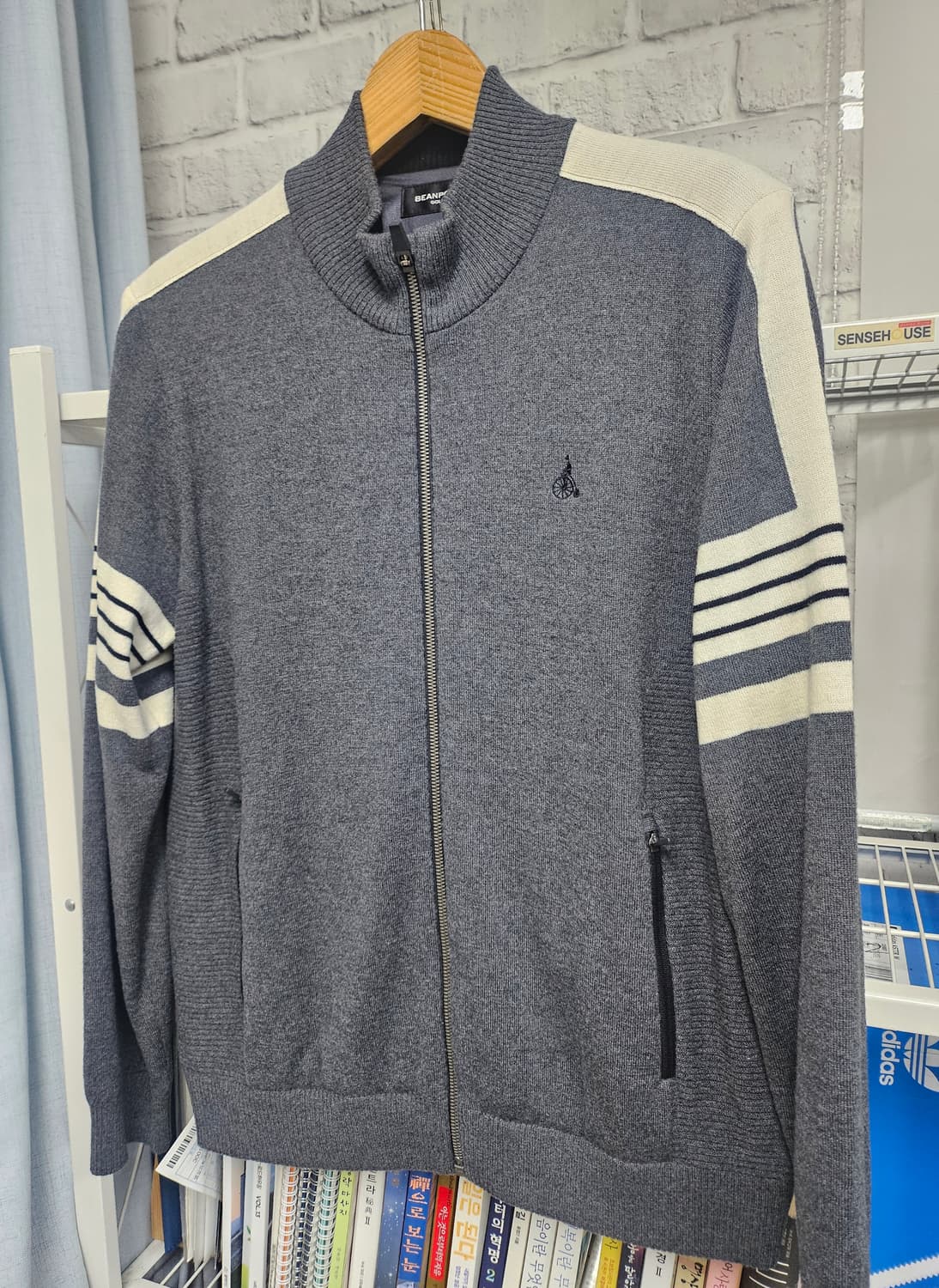 빈폴 남성 골프방풍니트 100 울 풀집업 가디건 MM03 상품이미지2