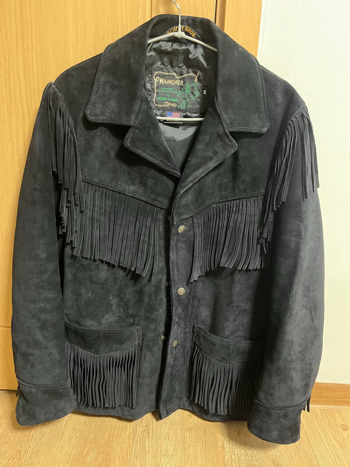 Schott 쇼트 프린지 스웨이드 자켓 블랙 36 상품이미지1