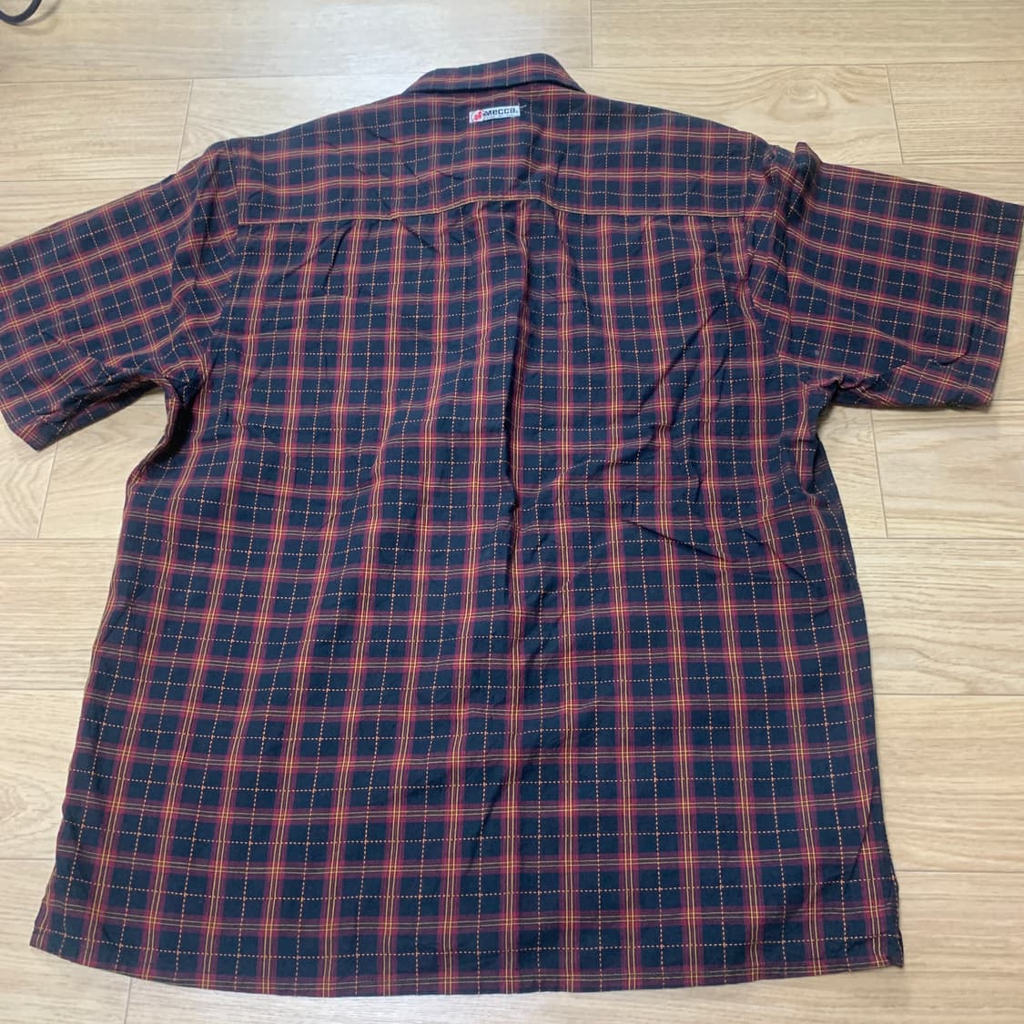 XL] MECCA 메카 90s 올드스쿨 자수 로고 체크 반팔셔츠 상품이미지2