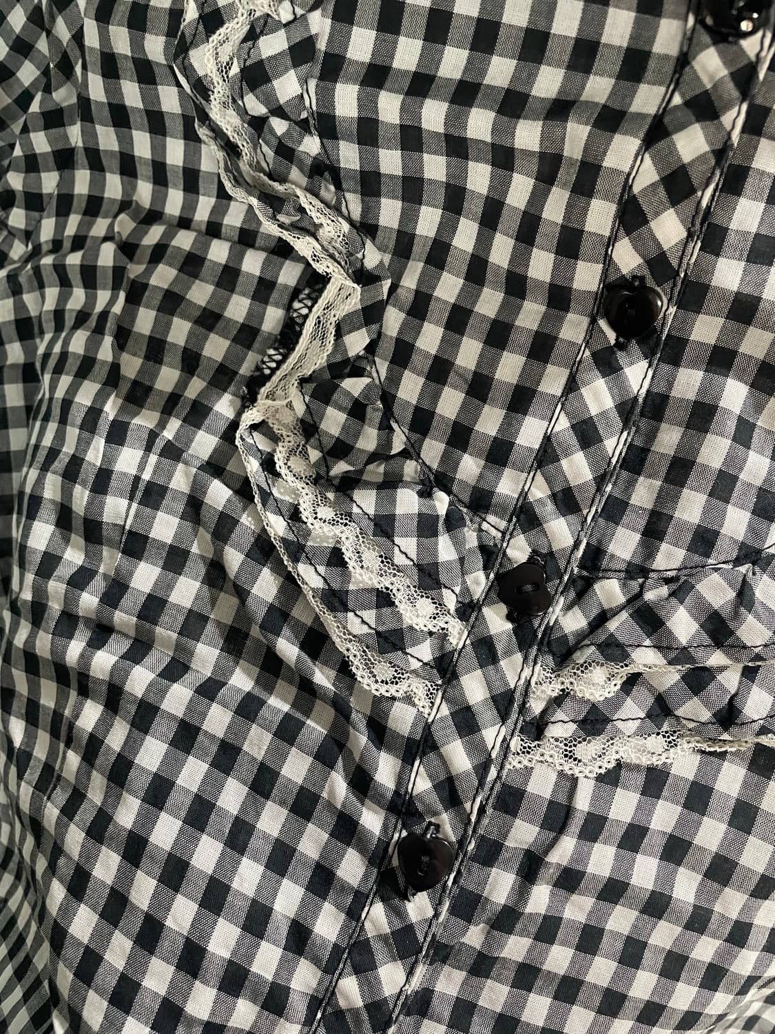 빈티지 체크 프릴 블라우스 상품이미지4