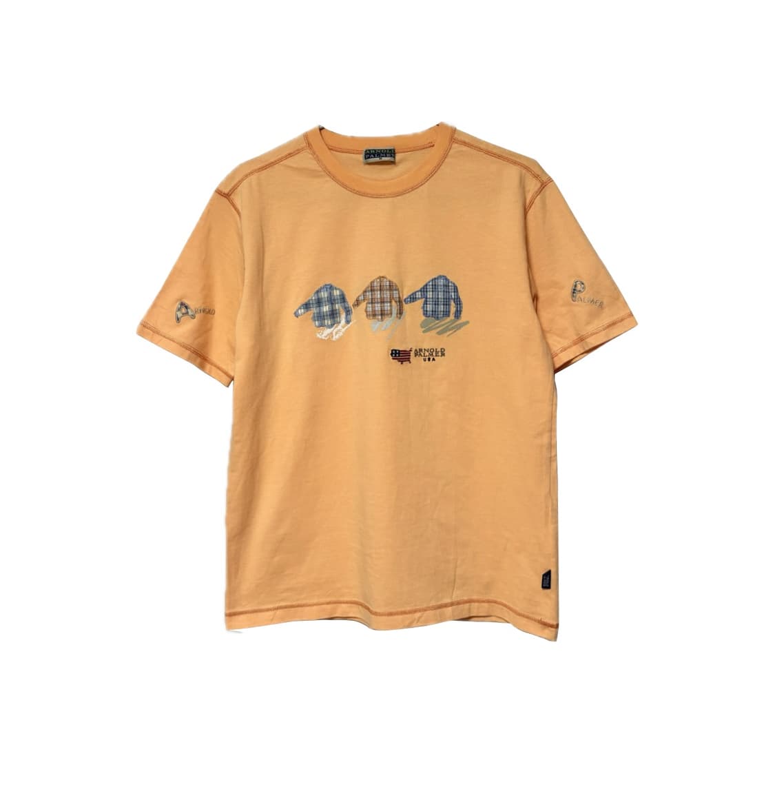 빈티지 자수 포인트 라이트 오렌지 반팔티 상품이미지1