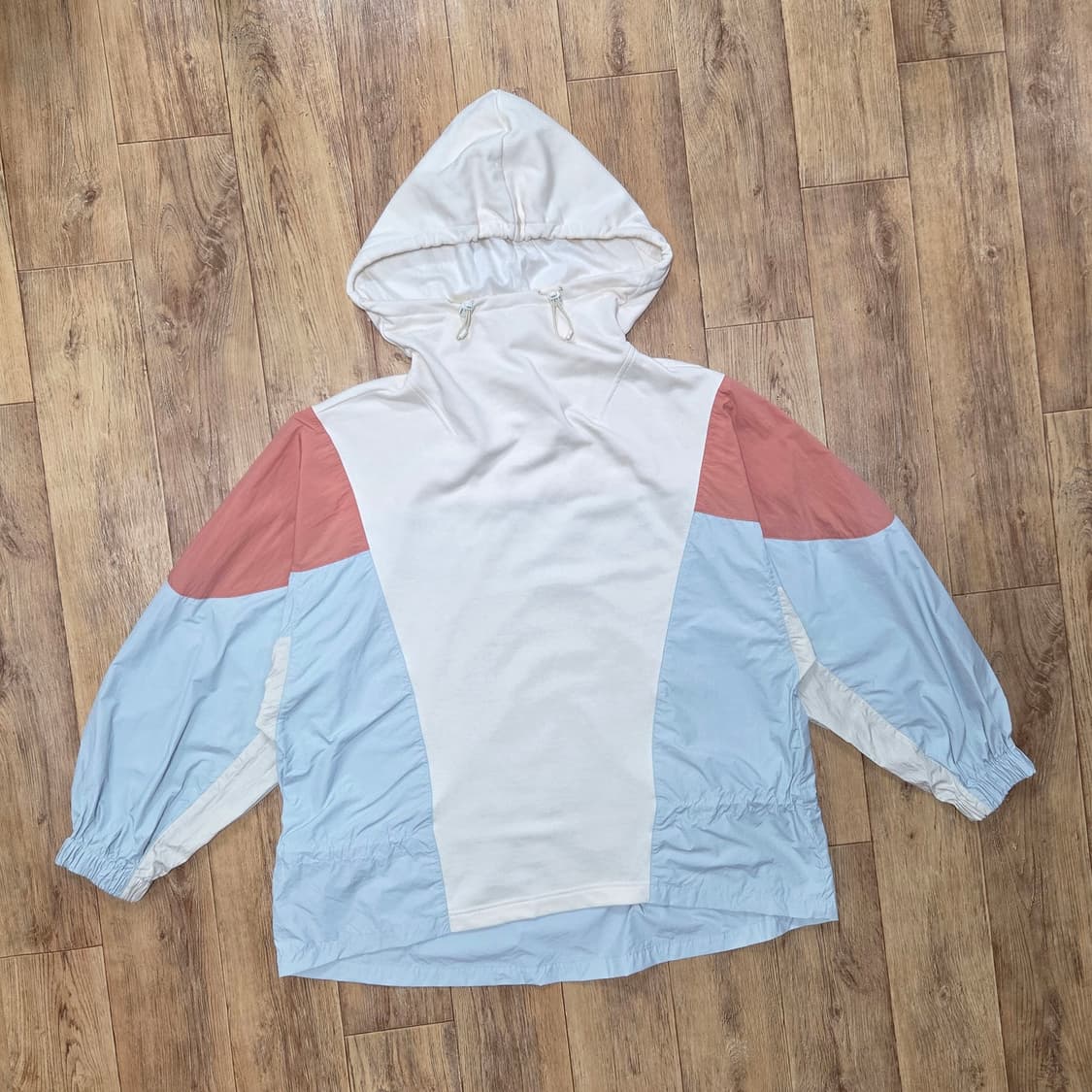 시스템(SYSTEM) 텍스쳐 블록 스트링 후드 티셔츠 프리사이즈 상품이미지4