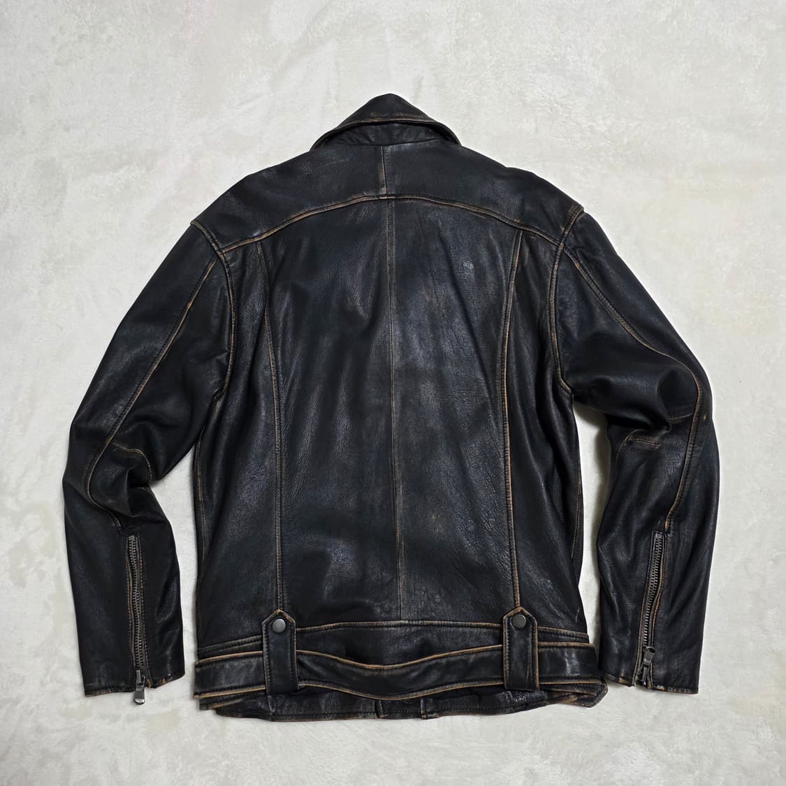 (M)자라 빈티지 워싱 램스킨 레더 라이더 자켓 상품이미지3