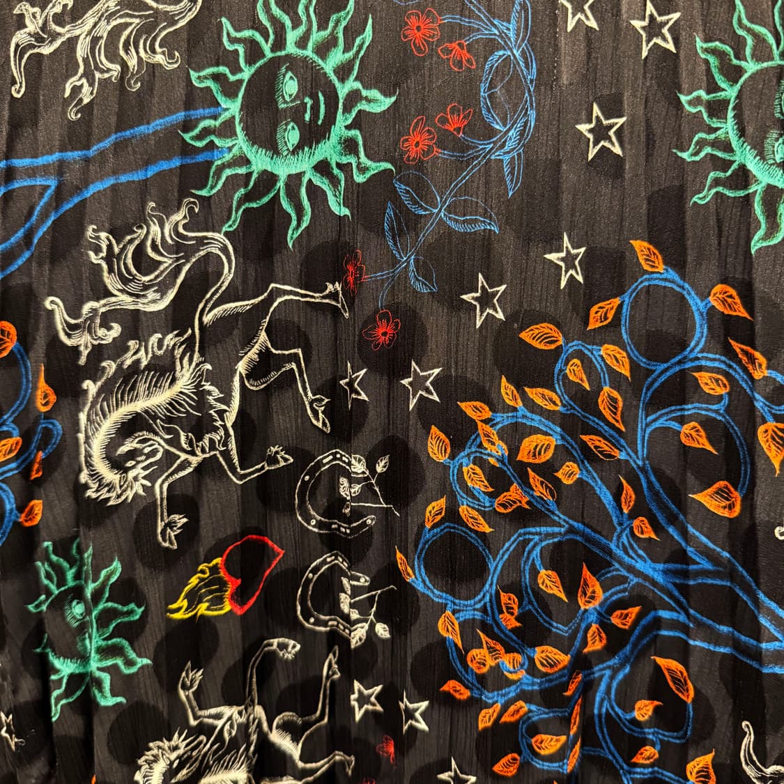 산드로 밴딩 플리츠 롱 스커트 유니크 패턴 프린팅 디테일 블랙 상품이미지6