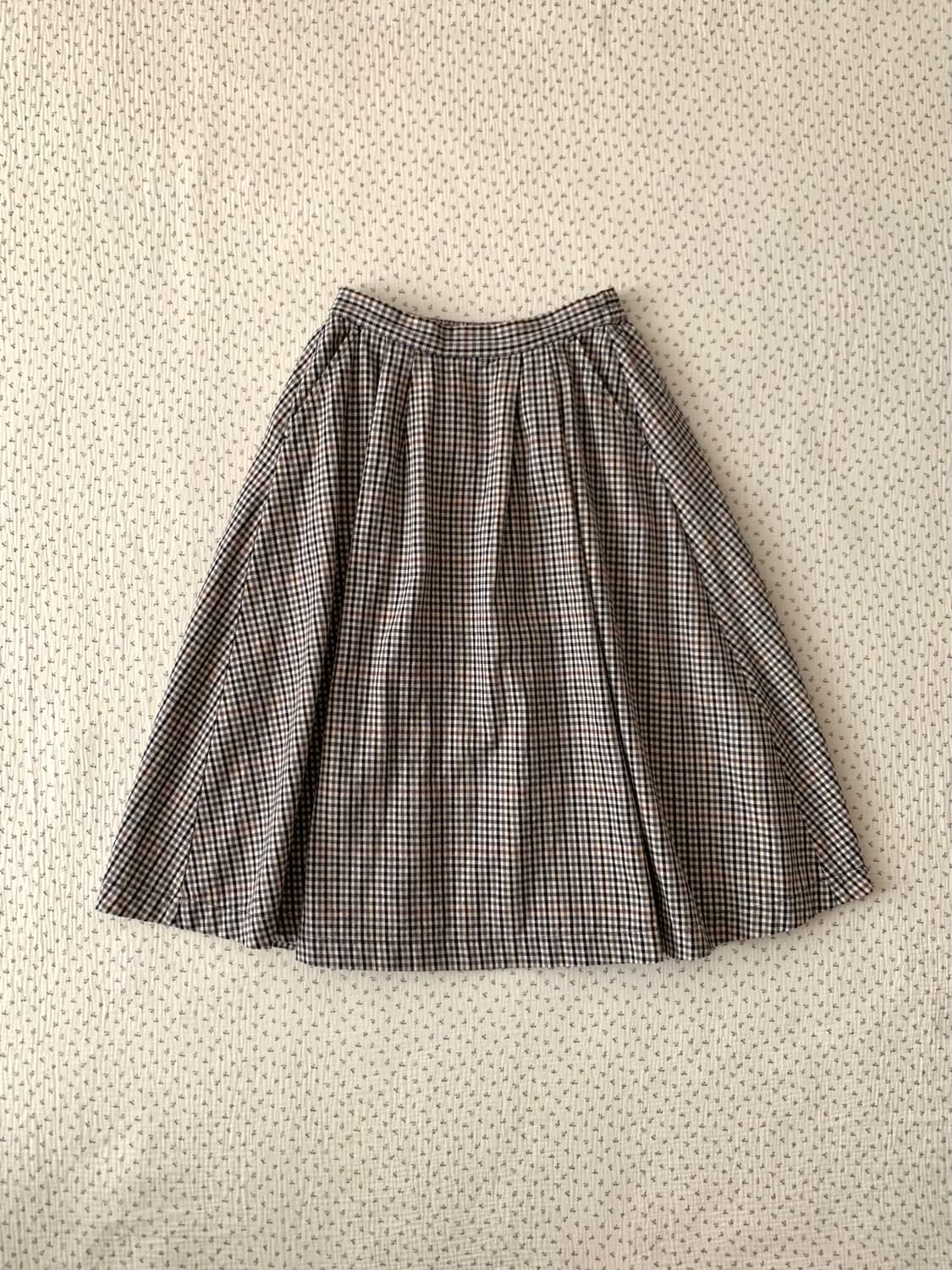 빈티지 깅엄체크 플레어 스커트 상품이미지1