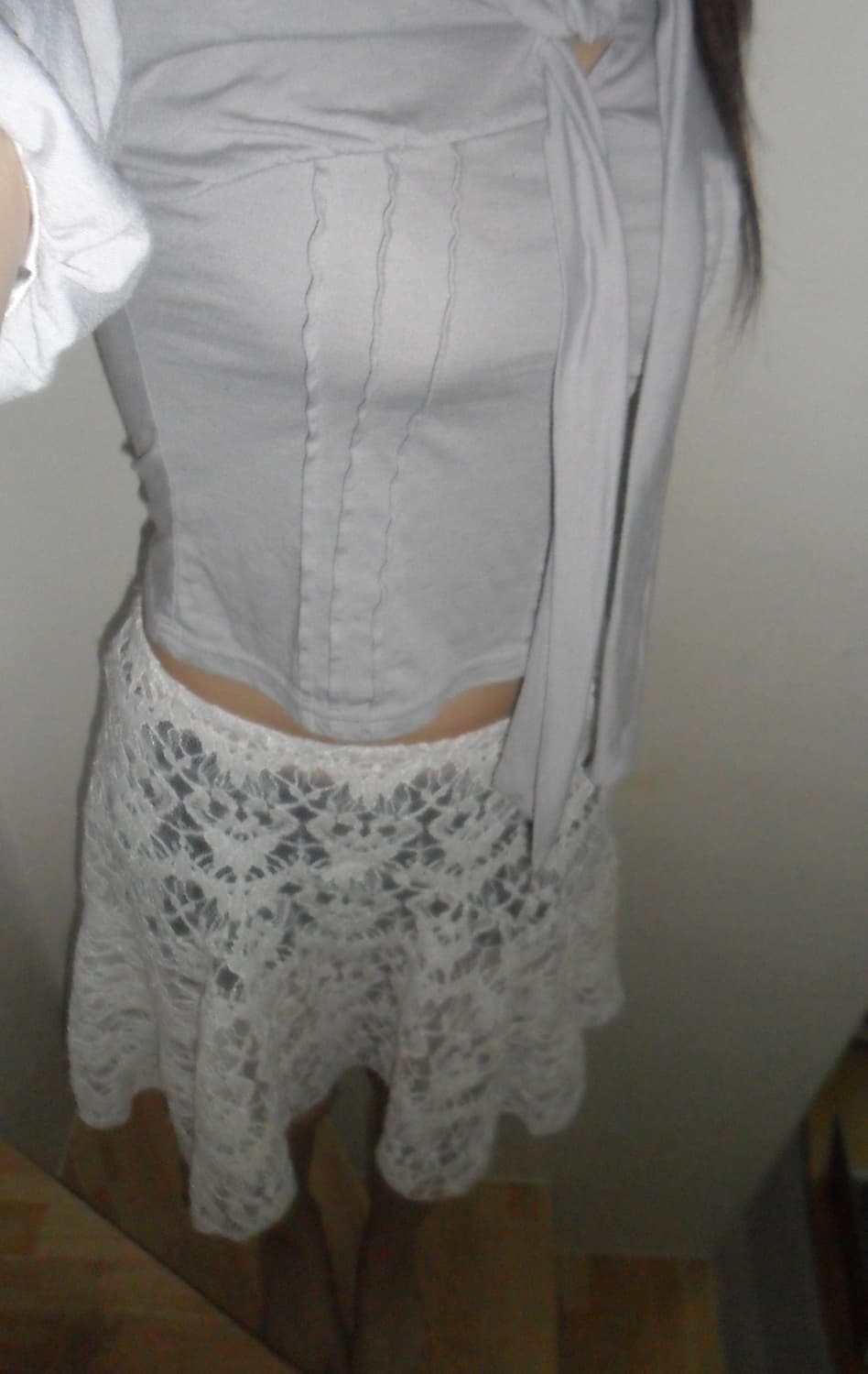 vintage tie tee  &  lace layered skirt 상품이미지6