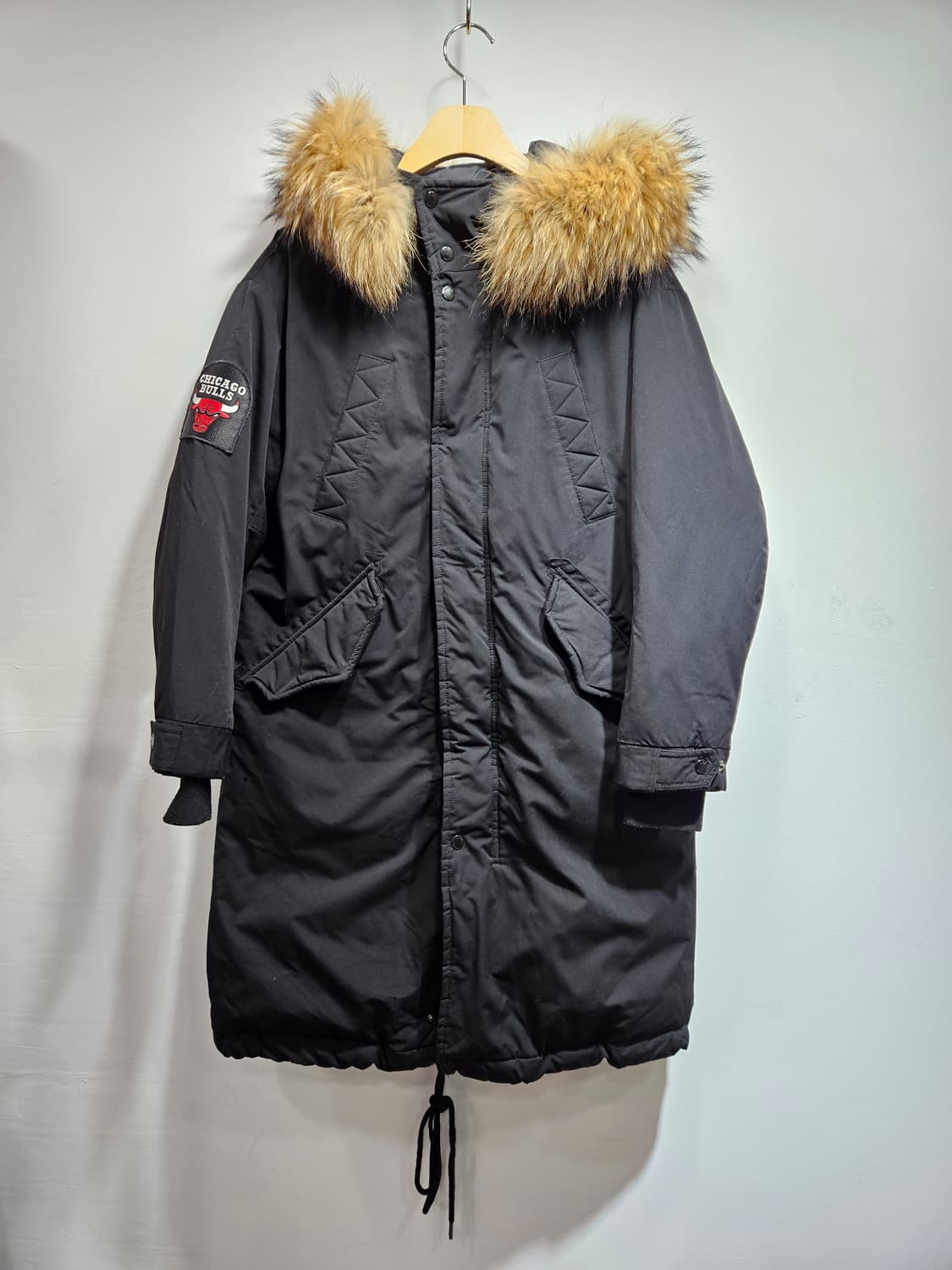 NBA 시카고불스 라쿤털후드 오리털 야상 롱패딩 S 상품이미지5