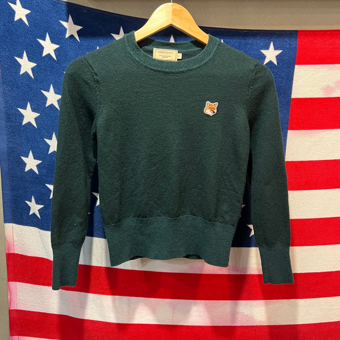 메종키츠네 크롭 니트 스웨터 그린 상품이미지1