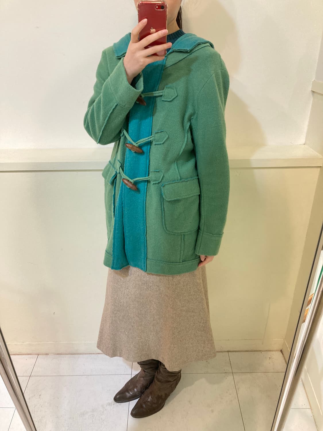 울 떡볶이 투톤 하프 코트 상품이미지10