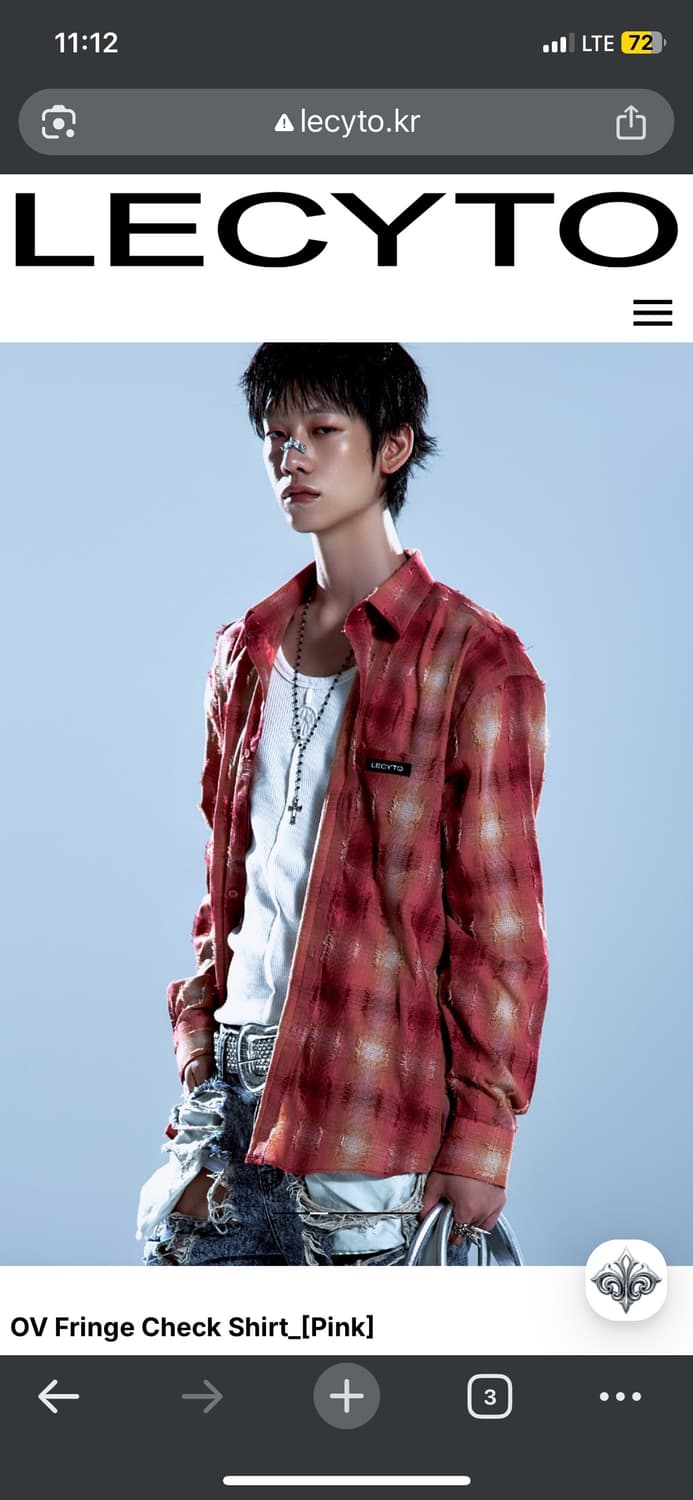 레씨토 프린지 체크셔츠 핑크 상품이미지1