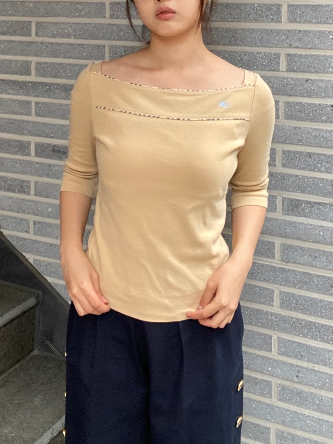 버버리 보트넥 5부 티셔츠 상품이미지3