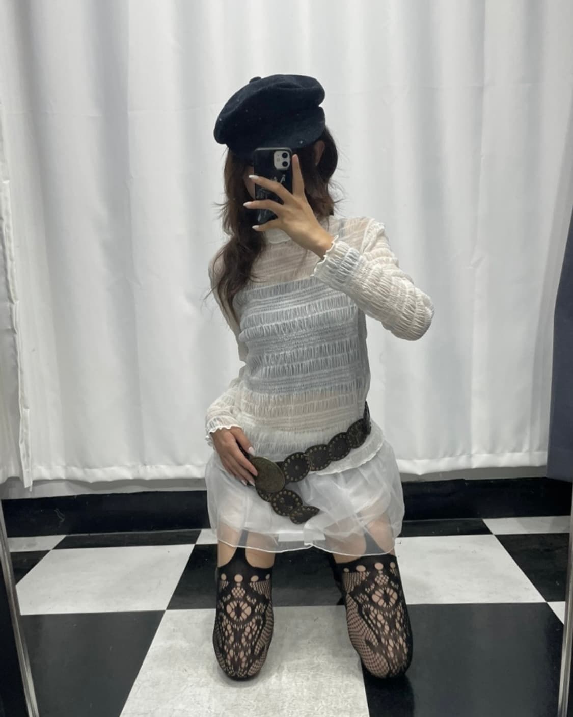 🎸화이트 씨스루 롱슬리브🎸 상품이미지1