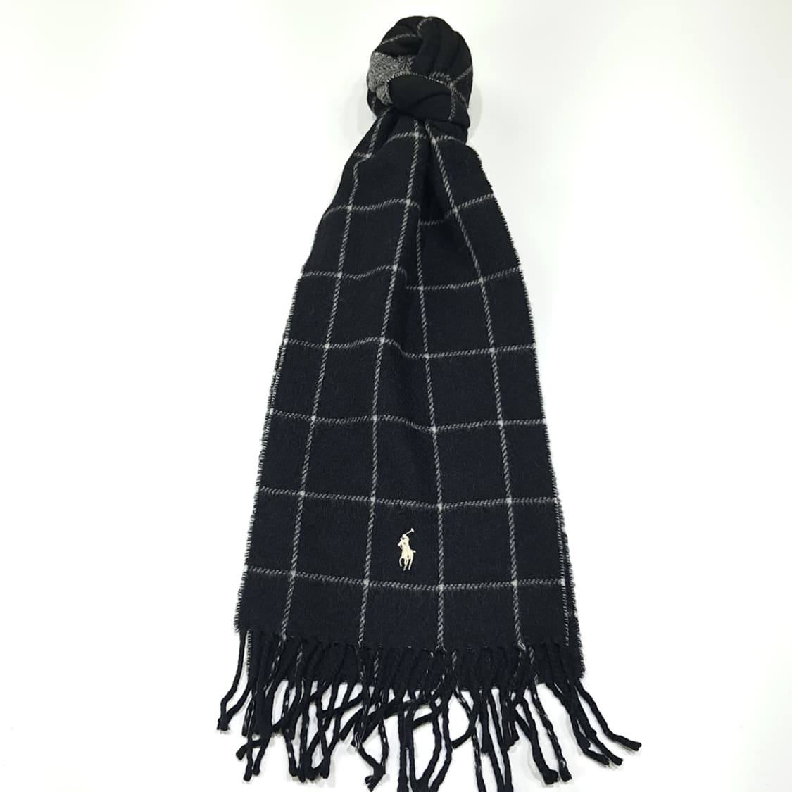 MX459 폴로 블랙 윈도우페인 헤링본 머플러 목도리 상품이미지1