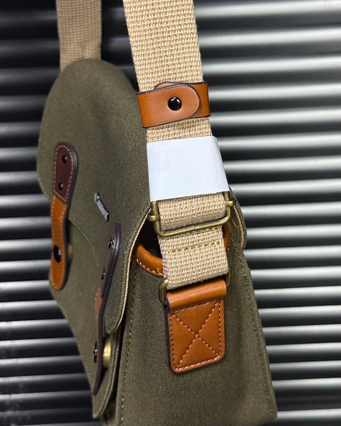 캐논 헤링본 크로스백 카메라백 가방 포켓 숄더백 에스닉 가죽 카키 빈티지 상품이미지5