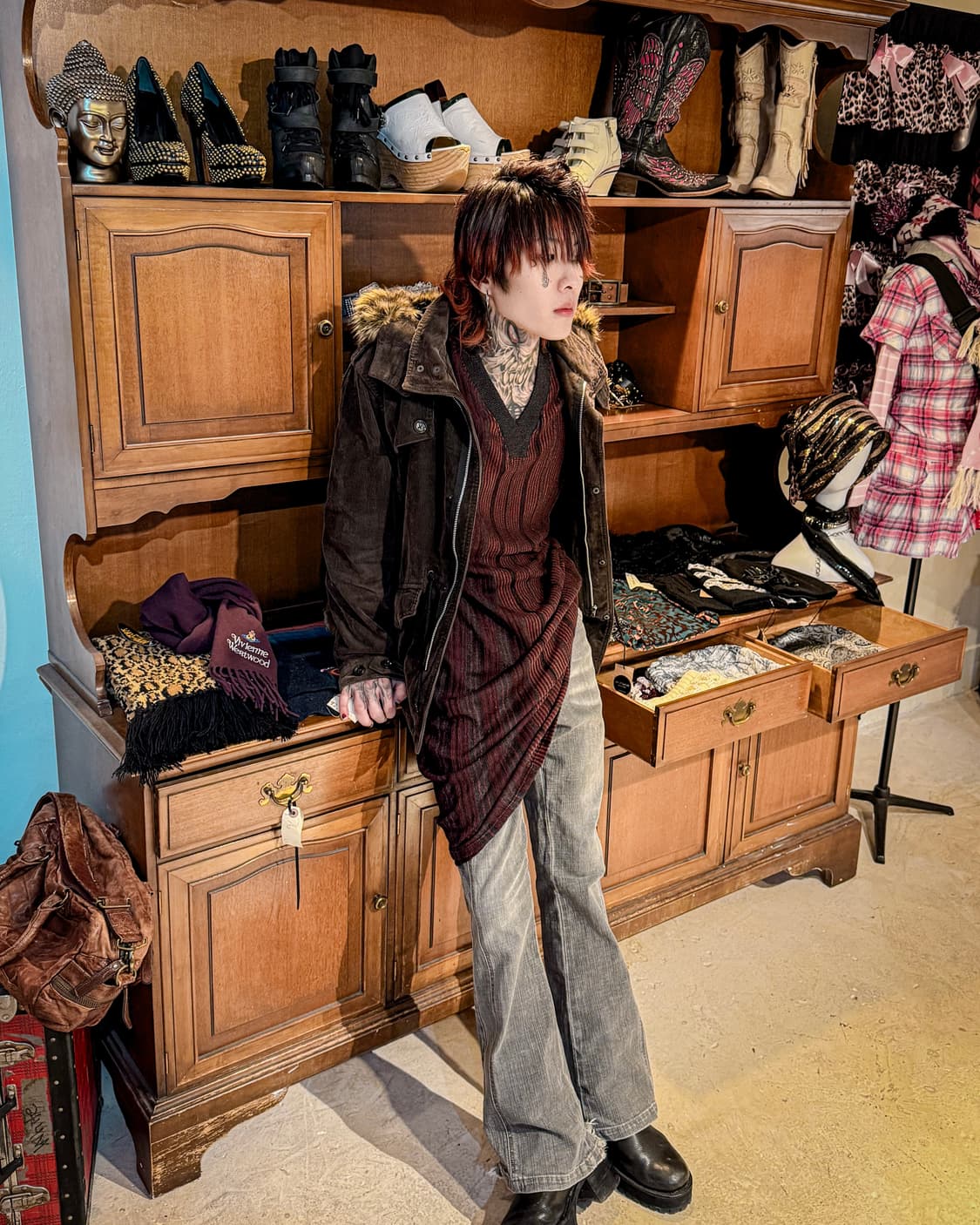 Comme Ça Ism – Corduroy Fur Hooded Jacke 상품이미지7