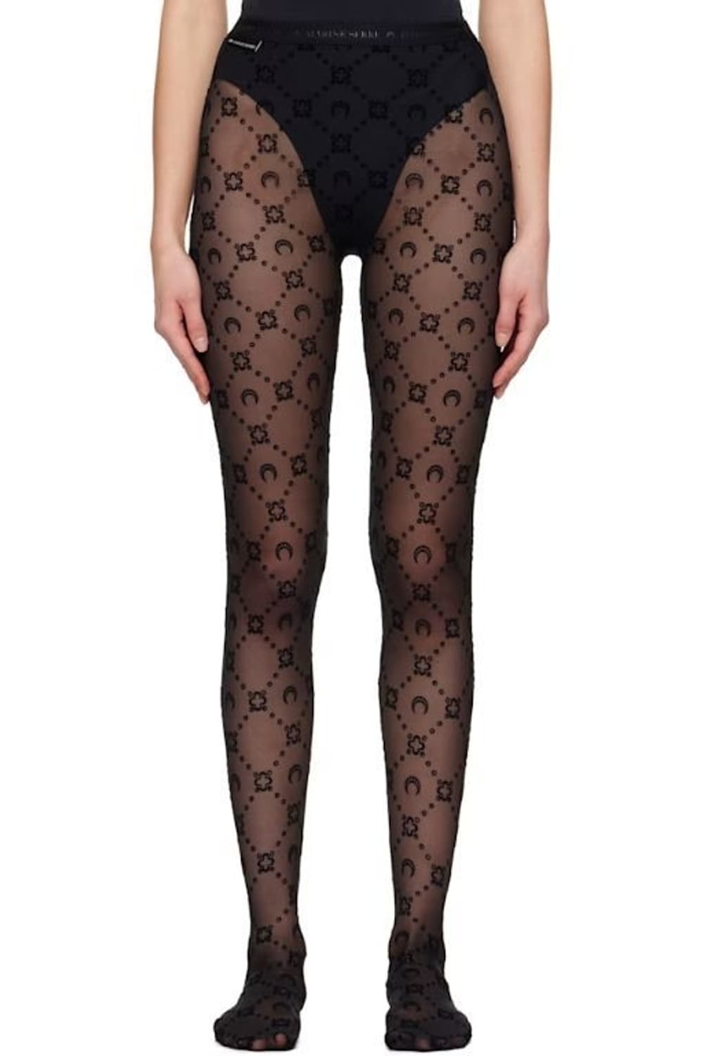 [S] MARINSERRE 마린세르 문크레센트 메쉬 플록 타이즈 스타킹 상품이미지1