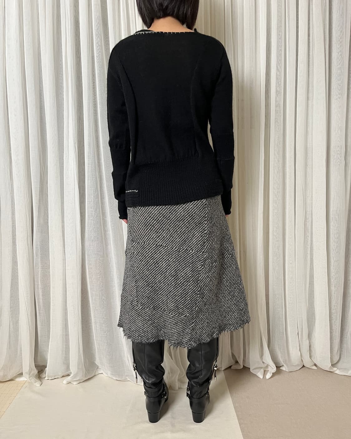 요지야마모토 핸드스티치 비대칭 절개 니트 yohji yamamoto 상품이미지8