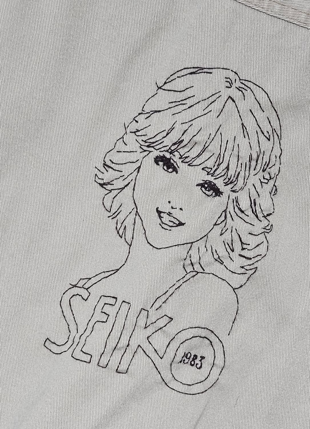 마츠다 세이코 핸드 엠브로이드 베이지 라운드 칼라 버튼업 자켓 밴드티 상품이미지3