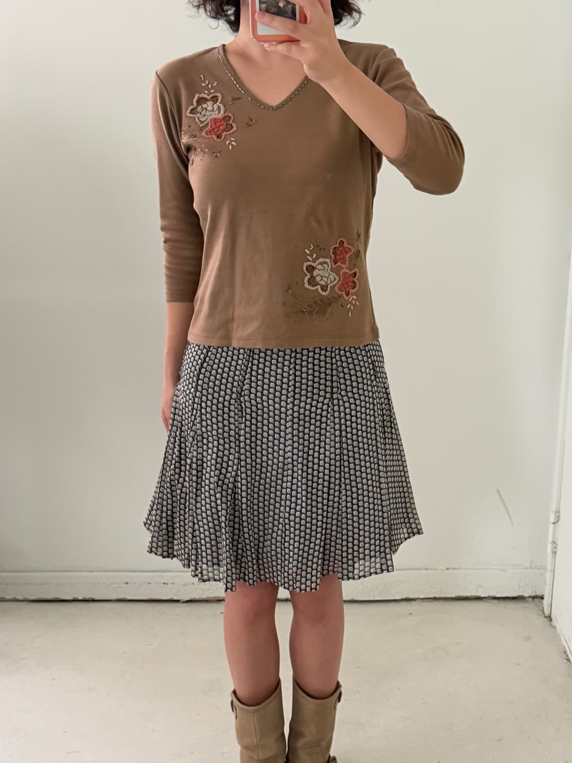 일본빈티지 자수 비즈 브이넥 상품이미지2