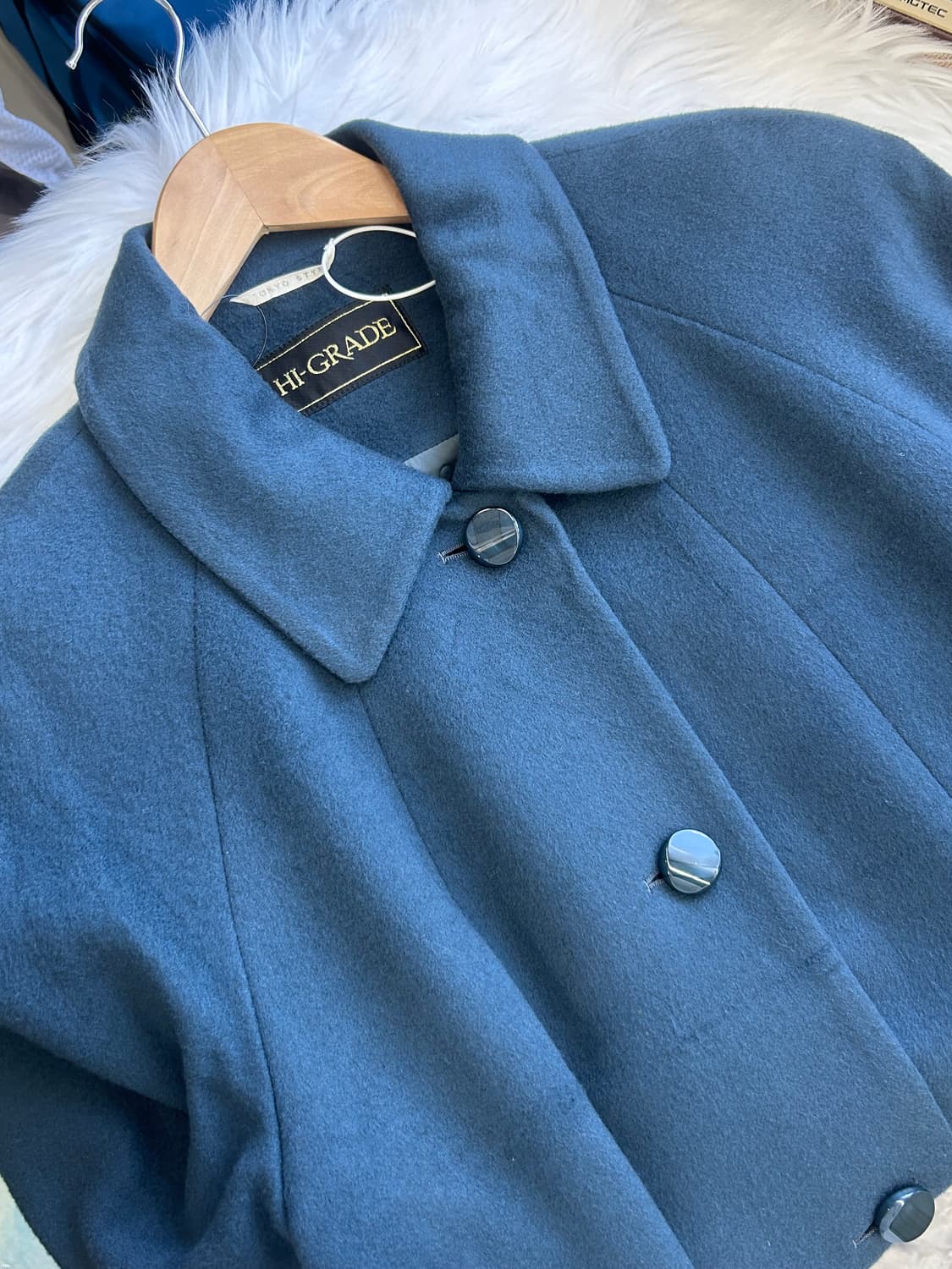 HI-GRADE 울 100% 차콜 블루 롱코트 1796 상품이미지5