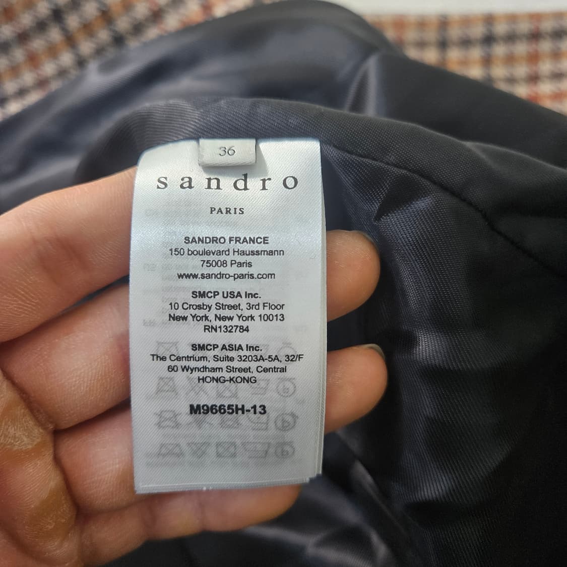 36 산드로 여성 롱 체크 울 코트 0408Y 상품이미지4