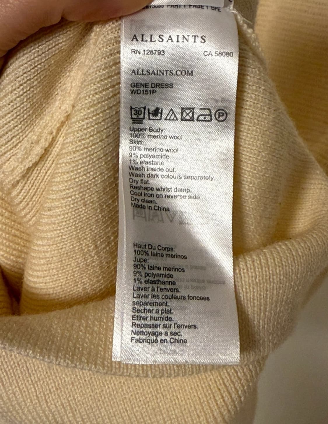 올세인츠 메리노 울 원피스 S 상품이미지5