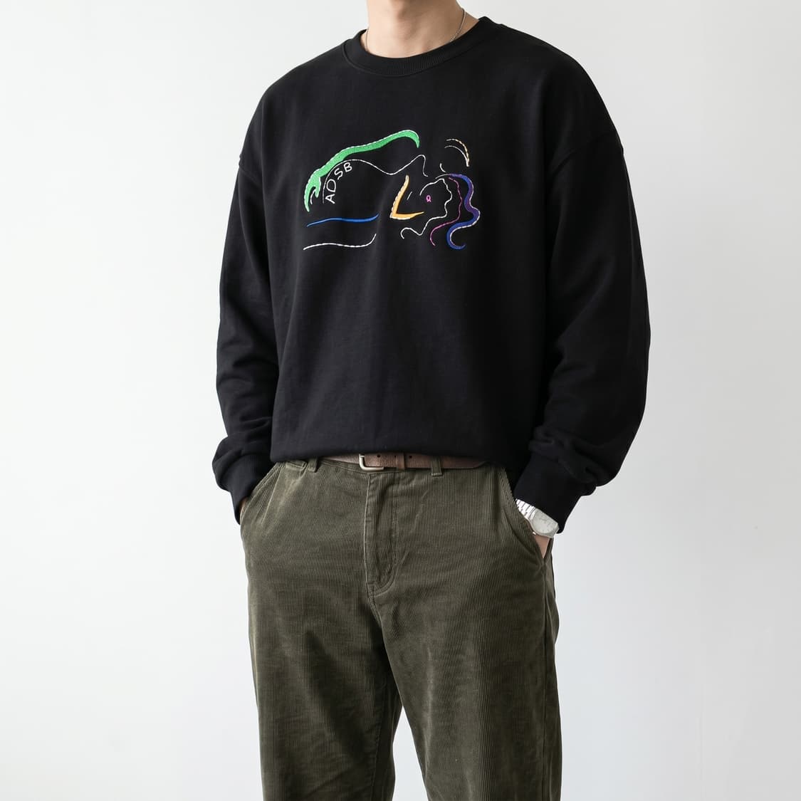 앤더슨벨 정품 핫 스프링스 자수 맨투맨 블랙 XXL 상품이미지1