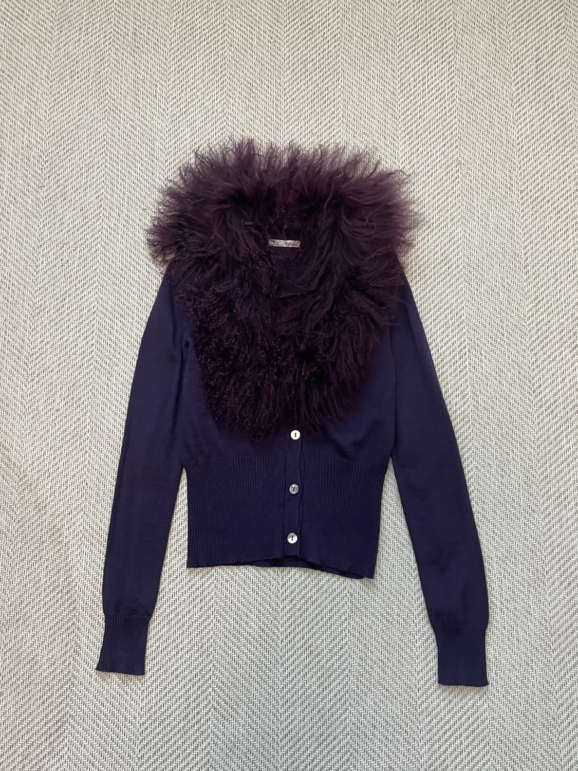 빈티지 티베트 램 퍼트리밍 가디건 J04127 y2k goa 상품이미지5