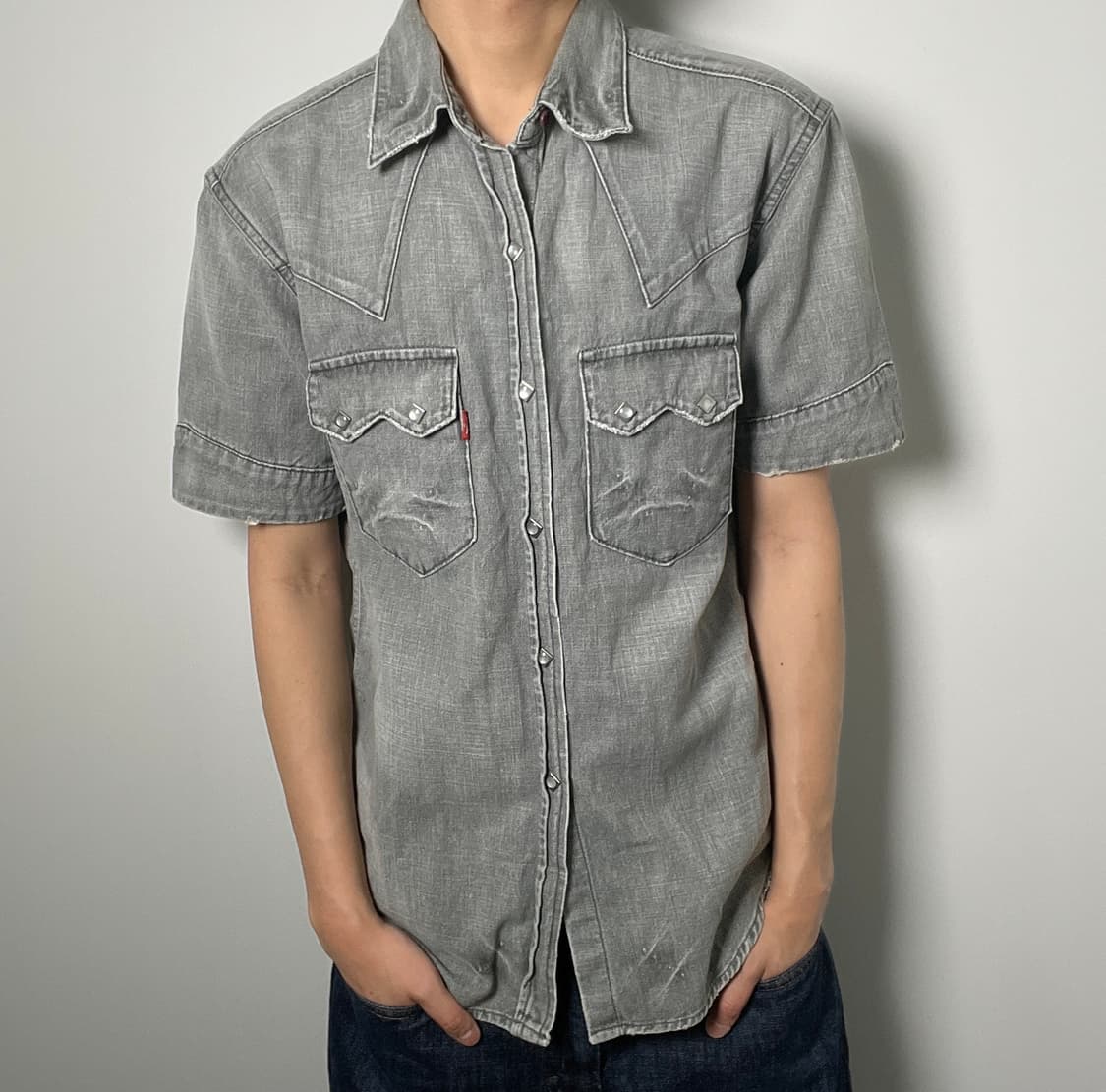 리바이스 레드루프 웨스턴 데님 반팔 셔츠 L 상품이미지1
