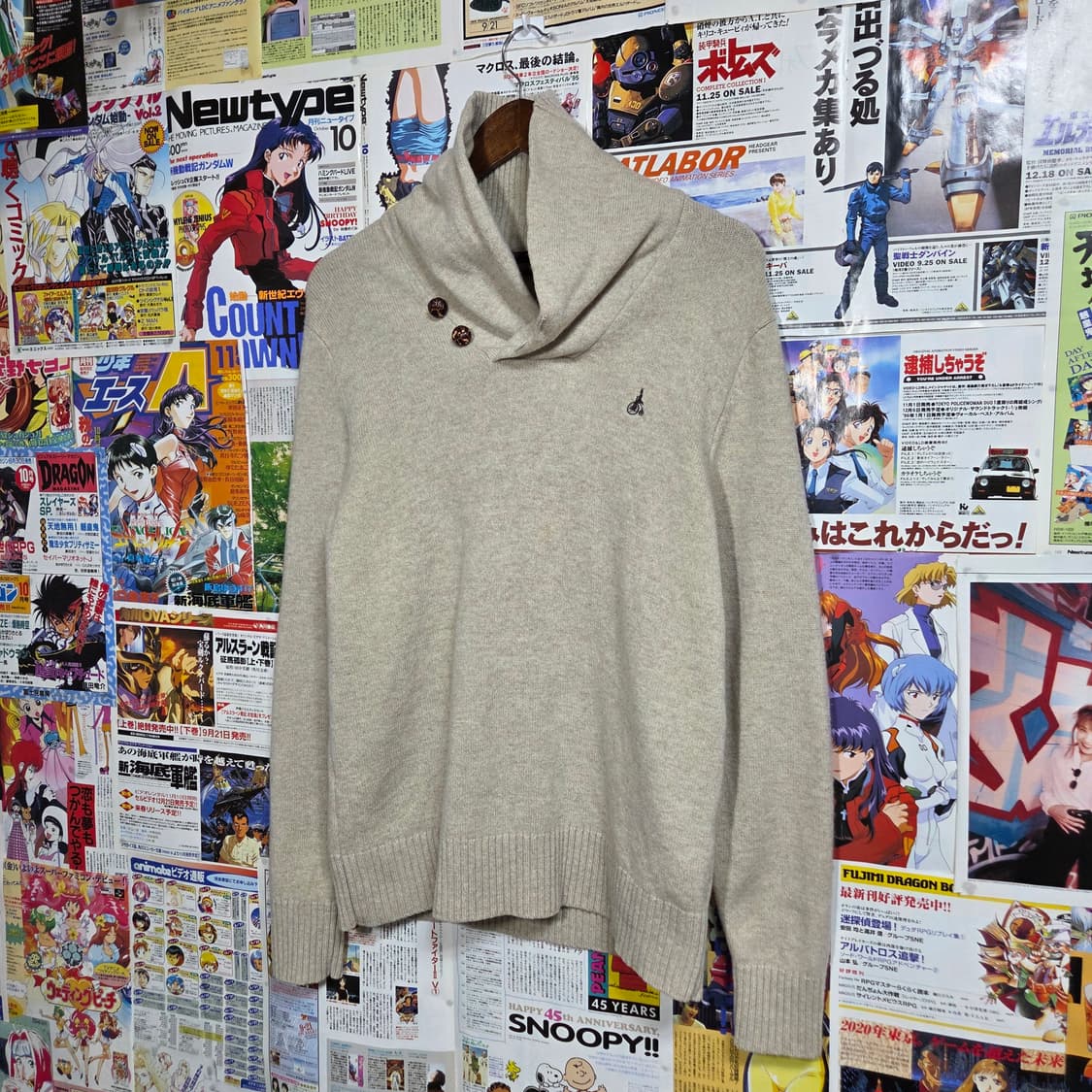 빈폴 베이지 오트 메론빵 단추 카라 니트 상품이미지2