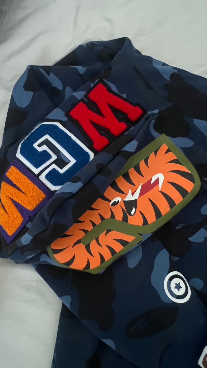 베이프 카모 샤크 후드집업 청계 네이비 M 상품이미지5
