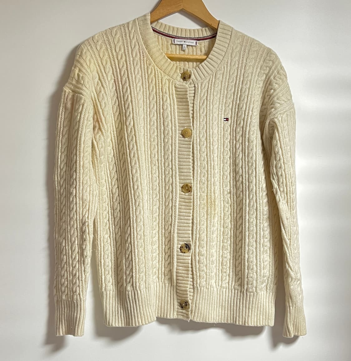 타미힐피거 아이보리 꽈배기 니트 가디건 S 상품이미지1