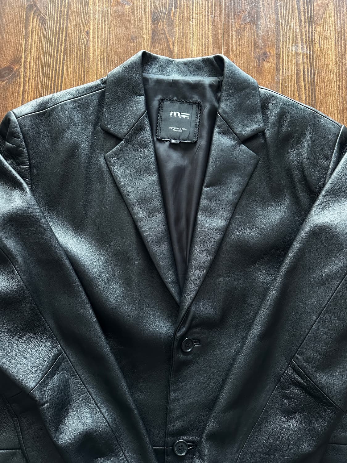 Marzo 블랙 레더 싱글 블레이저 자켓 상품이미지4