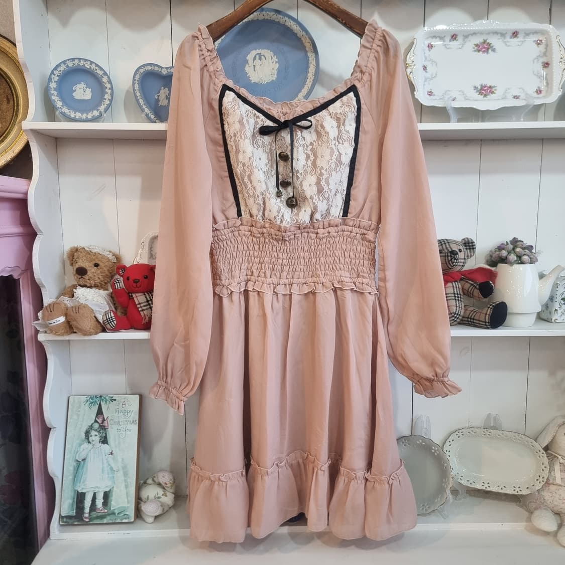 로맨틱 레이스 셔링 원피스 상품이미지4