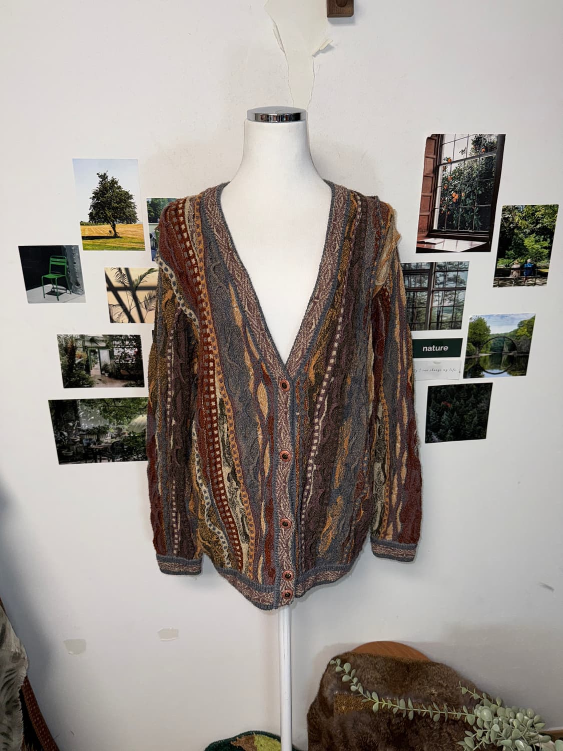 Brown bohemian hippie cable knit 가디건 상품이미지5