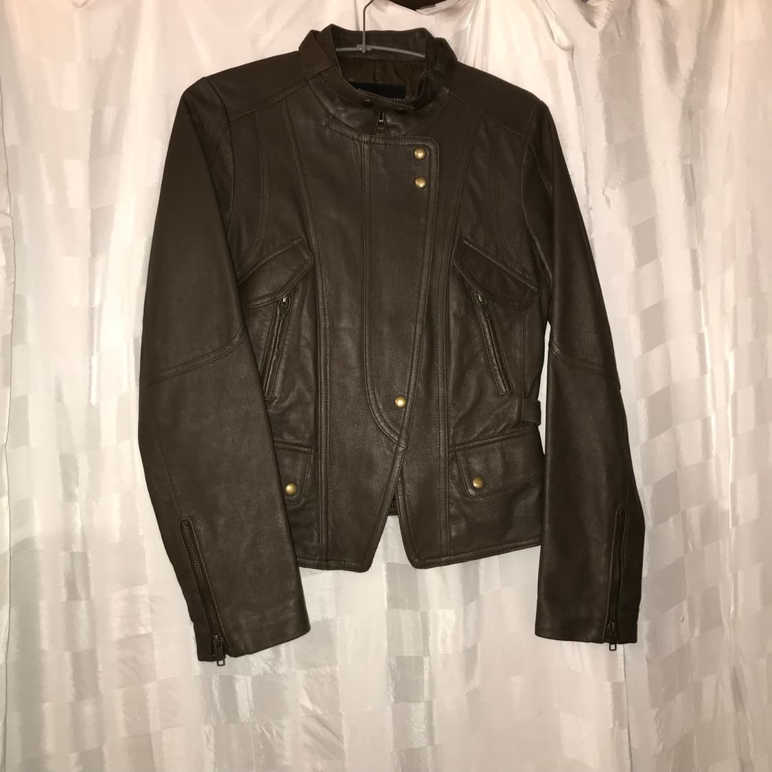 Hong Sung Wan  디자이너 램스킨 브라운 레더자켓 상품이미지3