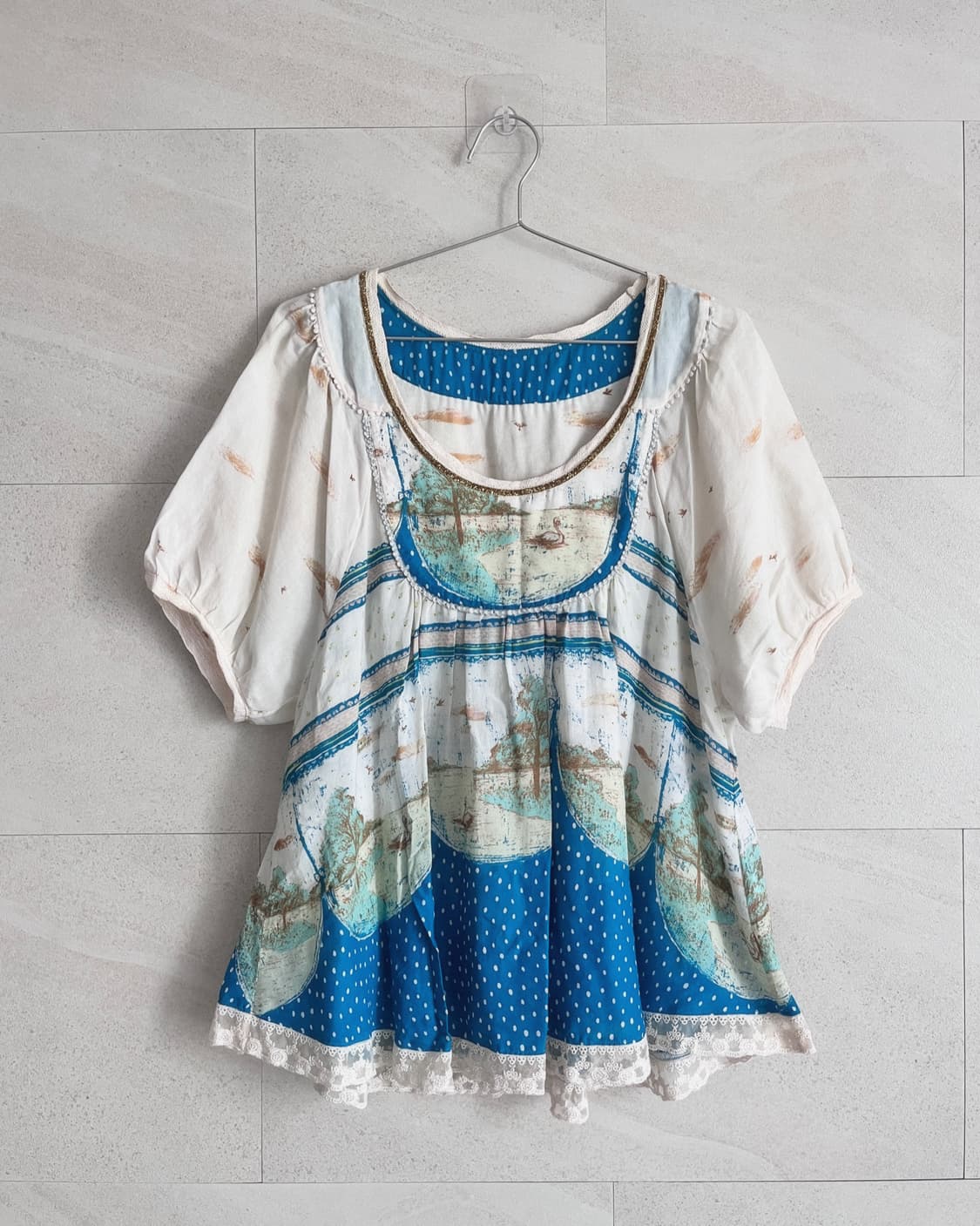 동화 무드 레이스 도트 블라우스 상품이미지1