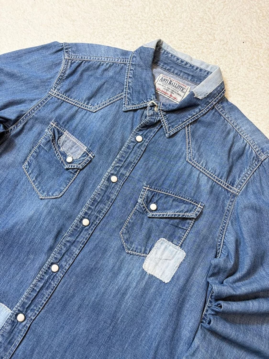 안티볼리스틱 00's 재팬 패치드 웨스턴 데님 셔츠 pn6167    상품이미지2