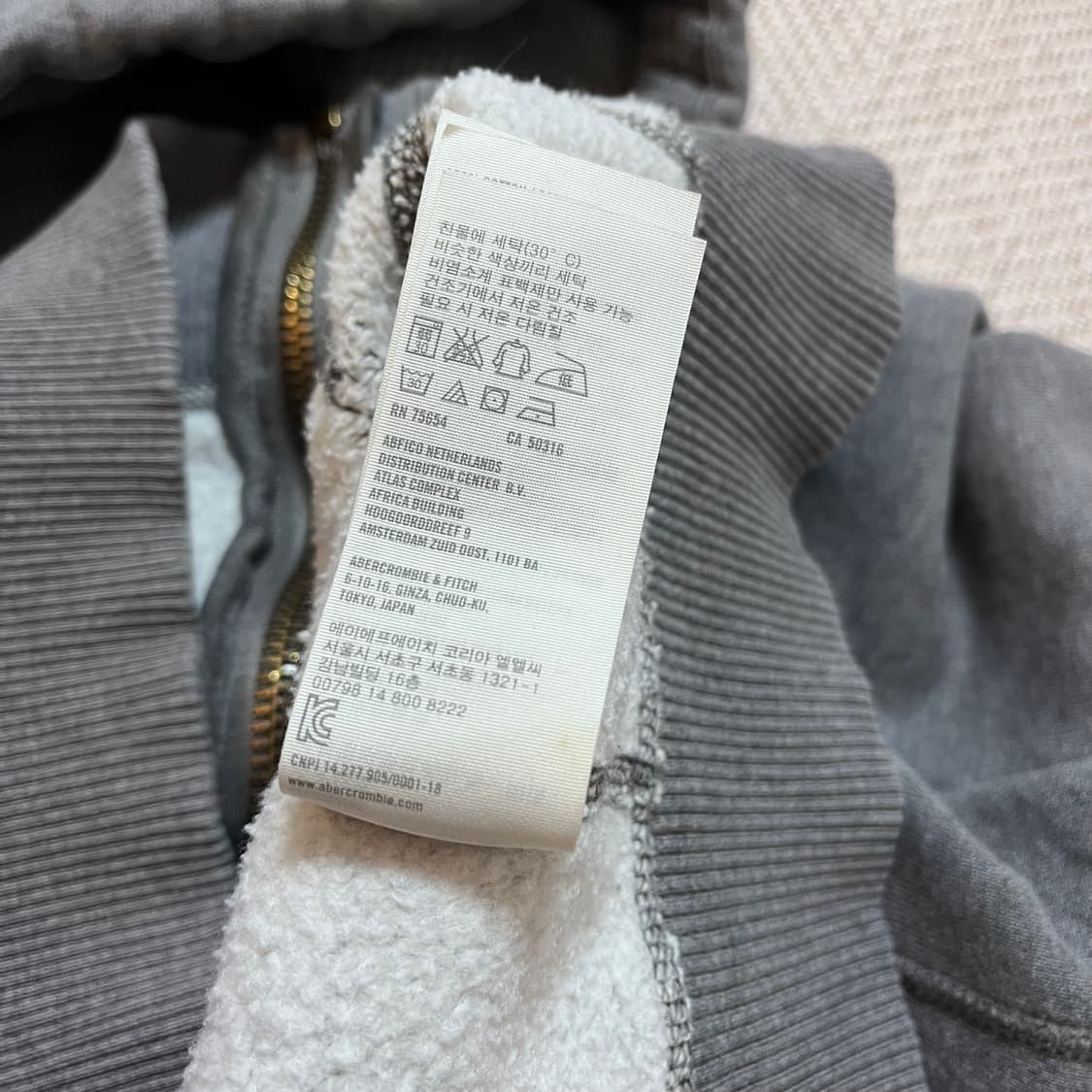 [정품] 아베크롬비 그레이 블루로고 기모 후집 [ M ] 상품이미지8