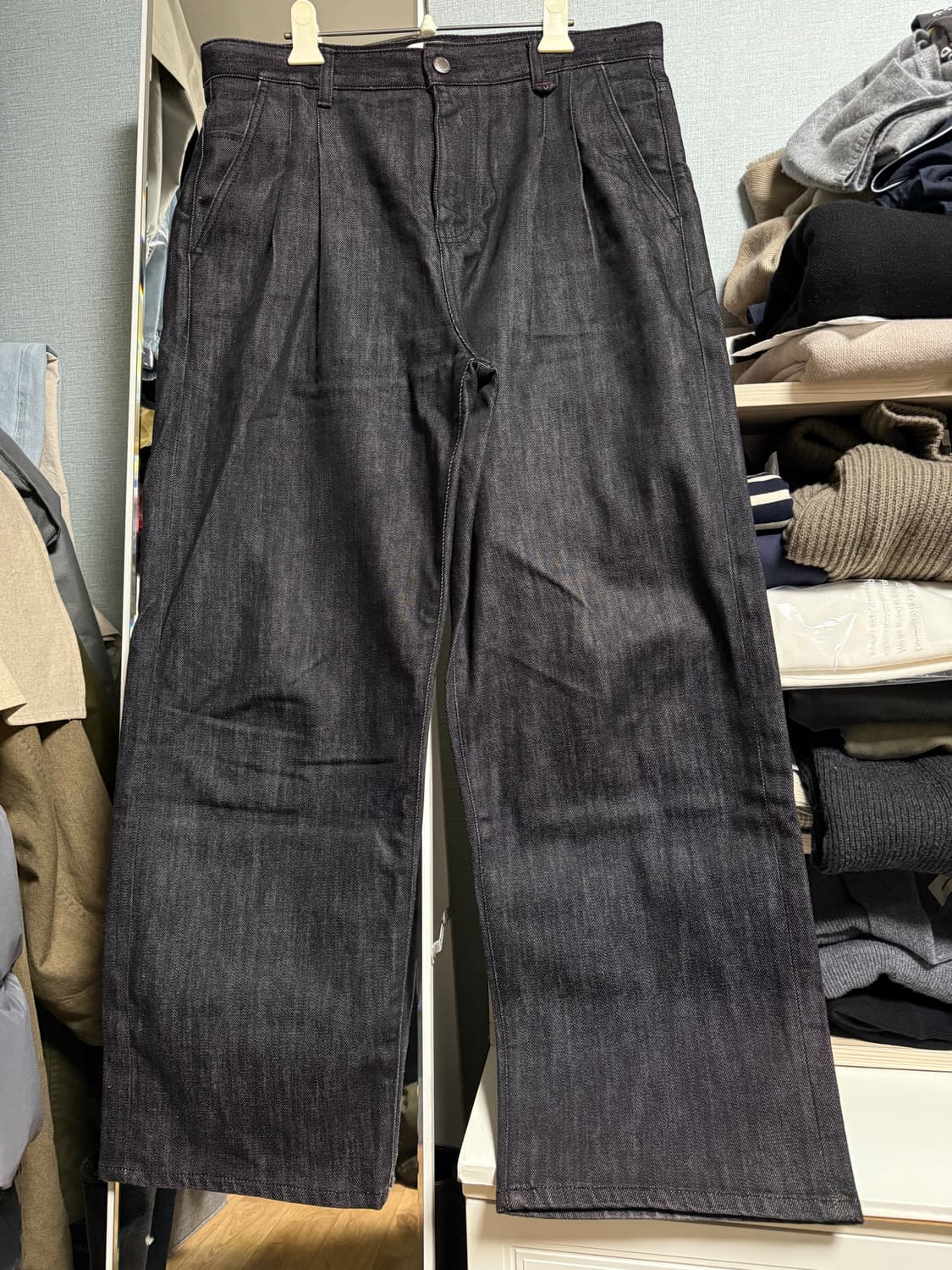 포트너스 투턱 와이드 블랙진 XL (33~34) 상품이미지2