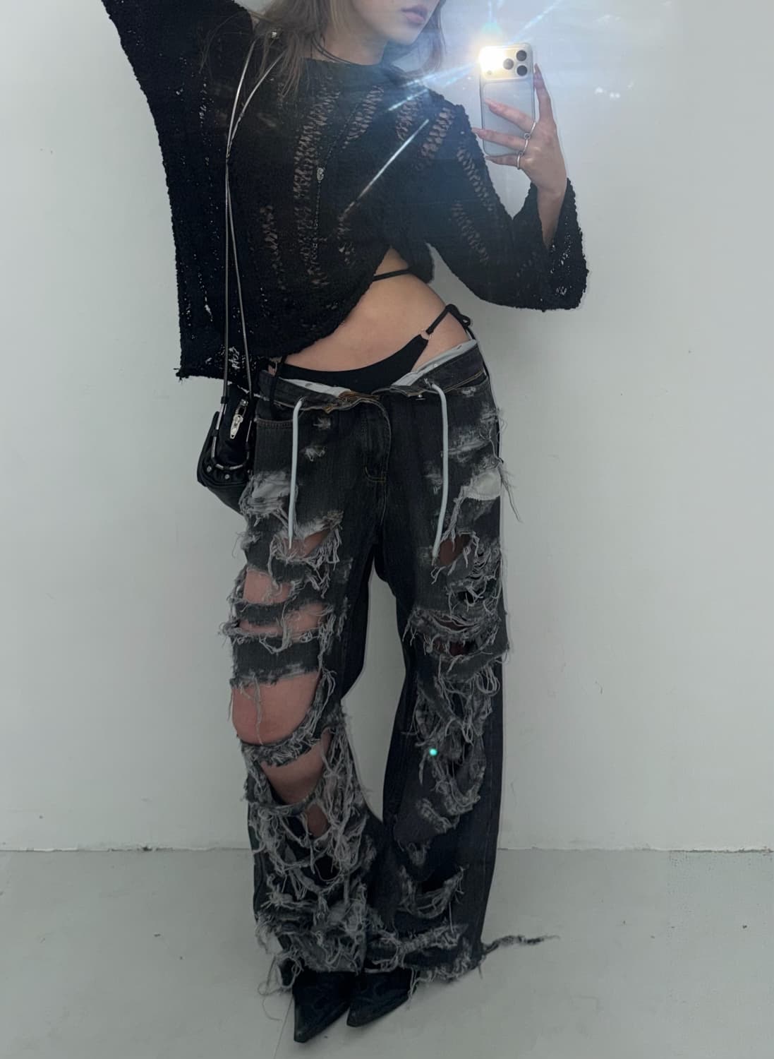 흑청 디스트레스 와이드진 상품이미지1