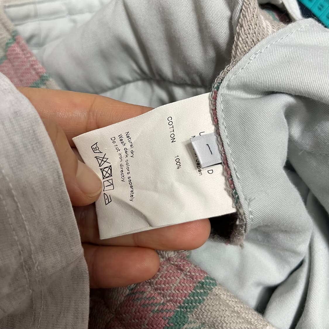 언유즈드 체크 면 100 반바지 팬츠  상품이미지4