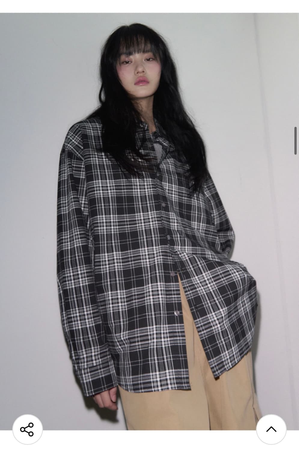 (L) 레더리 마일로 오버핏 체크 셔츠 [BLACK] 판매 상품이미지6