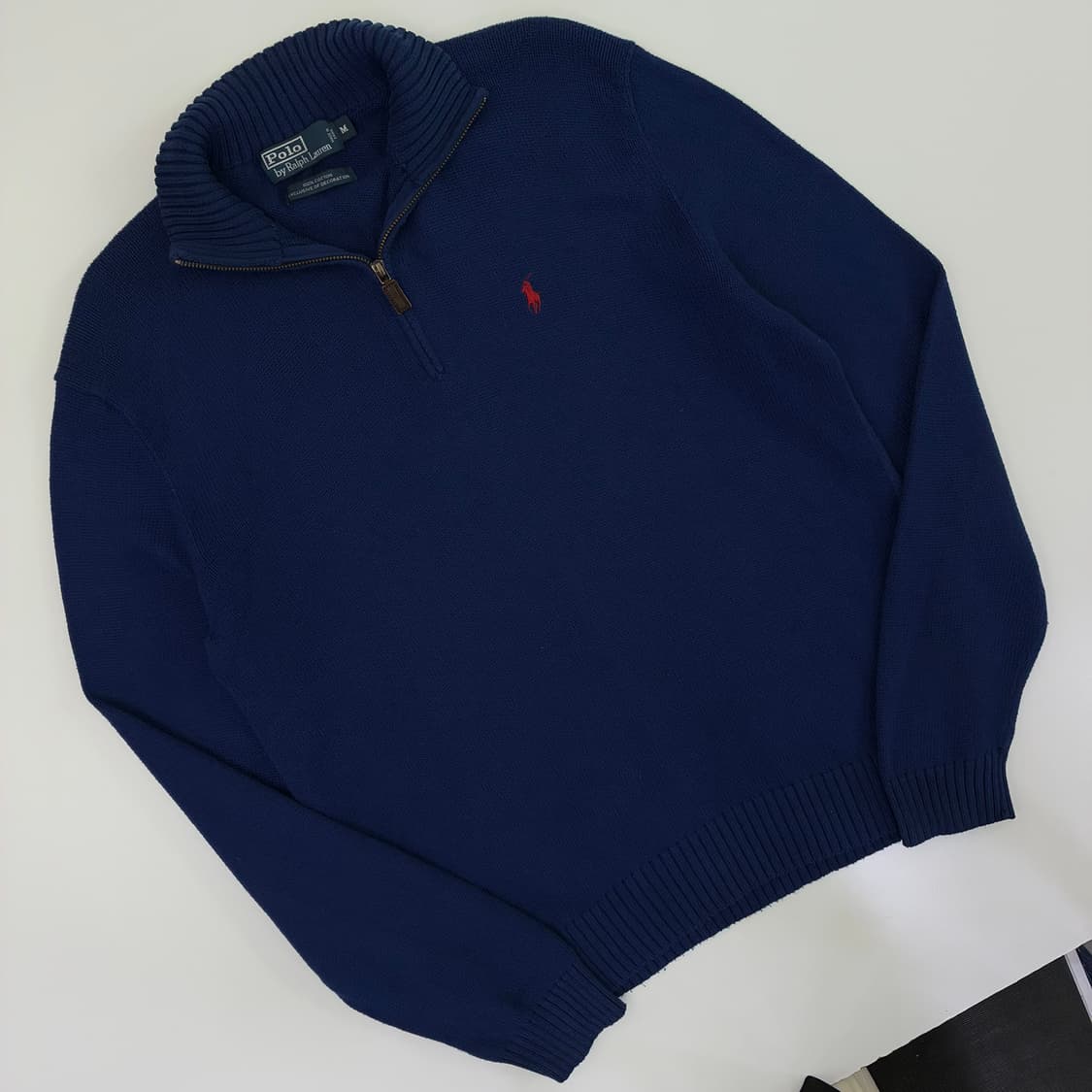 Polo  폴로 랄프로렌 코튼 블루 반집업니트 상품이미지2