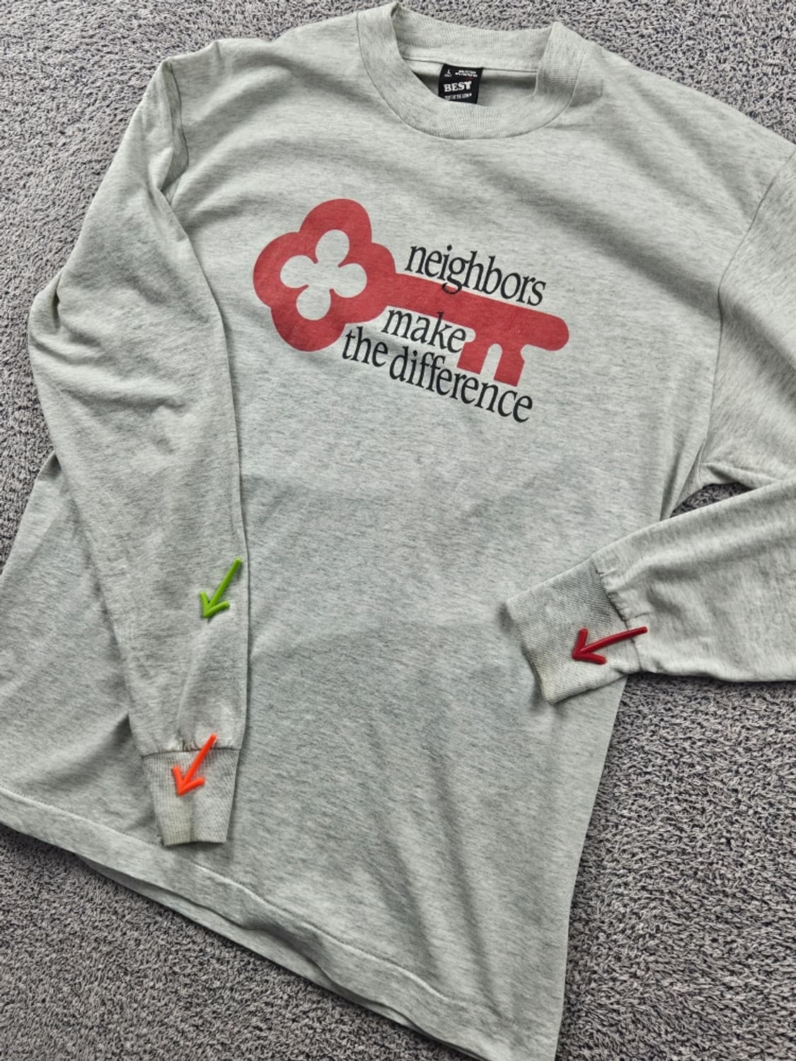 8~90's 프룻오브더룸 키뱅크 싱글스티치 롱슬리브 ( L )/11129 상품이미지4