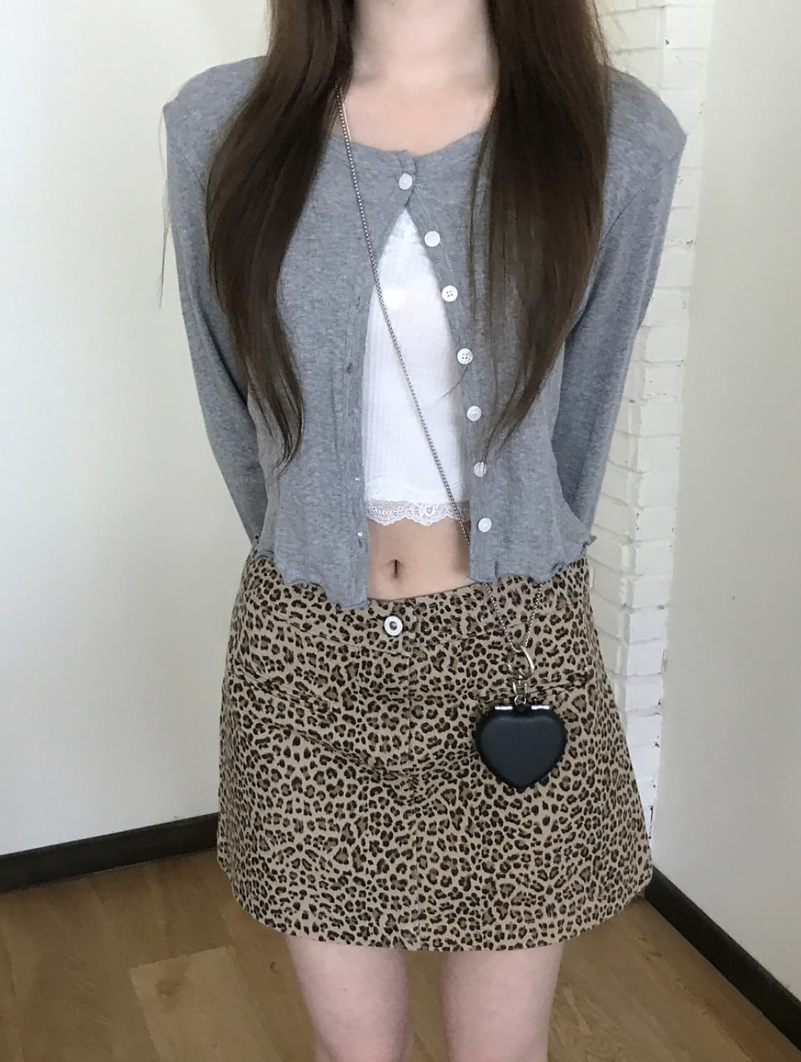 미니포에 헤이브 그레이 가디건 펀칭 모리걸 상품이미지3