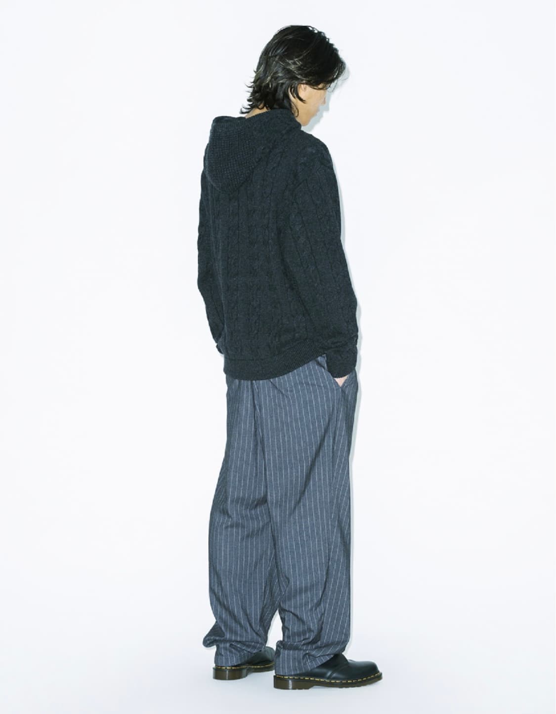 [M] 예스아이씨 스트라이프 팬츠 차콜 상품이미지2