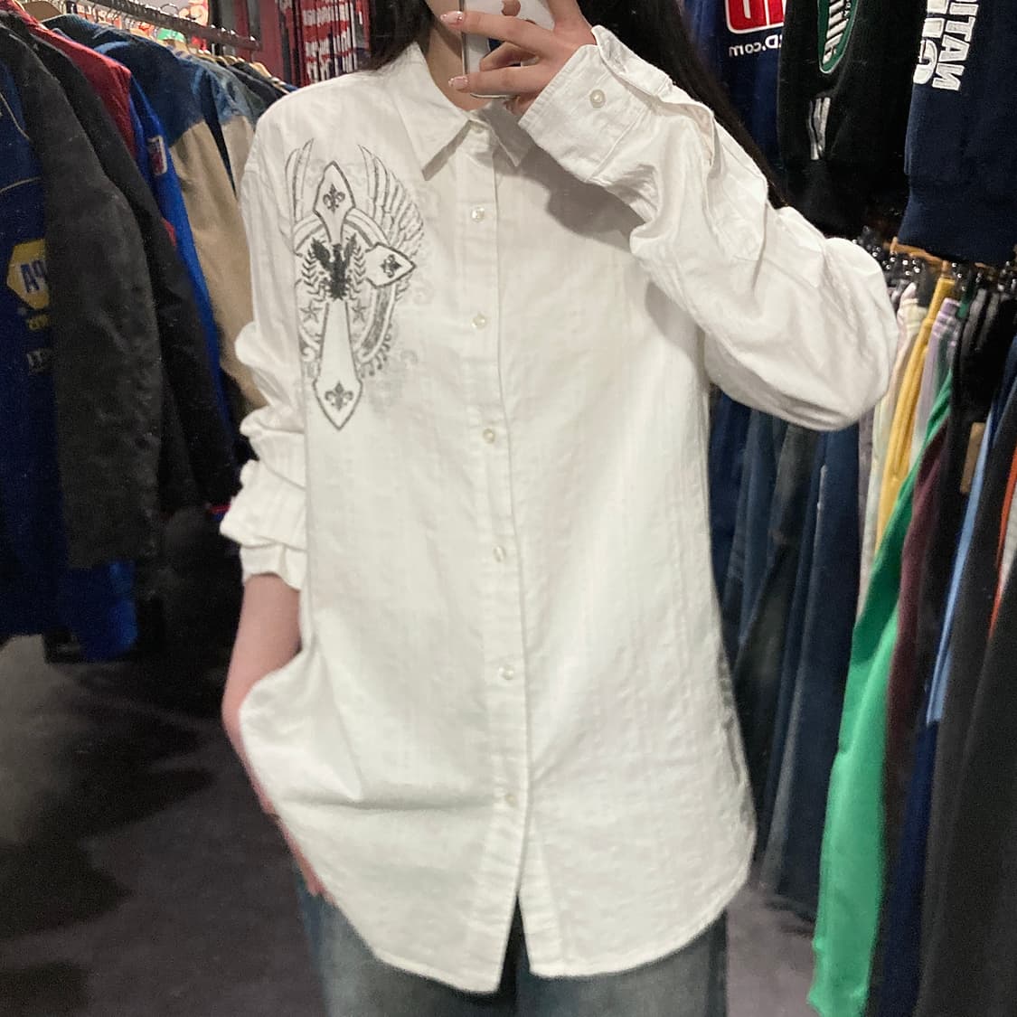 [IM] vtg 화이트 그래픽 셔츠 상품이미지4