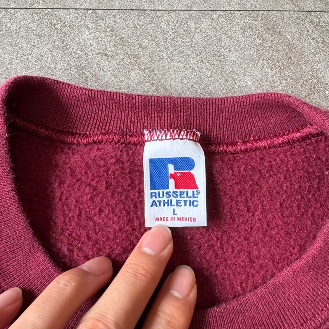 90s 90년대 미국 생산 러셀 블랭크 버건디 스웻셔츠 상품이미지5