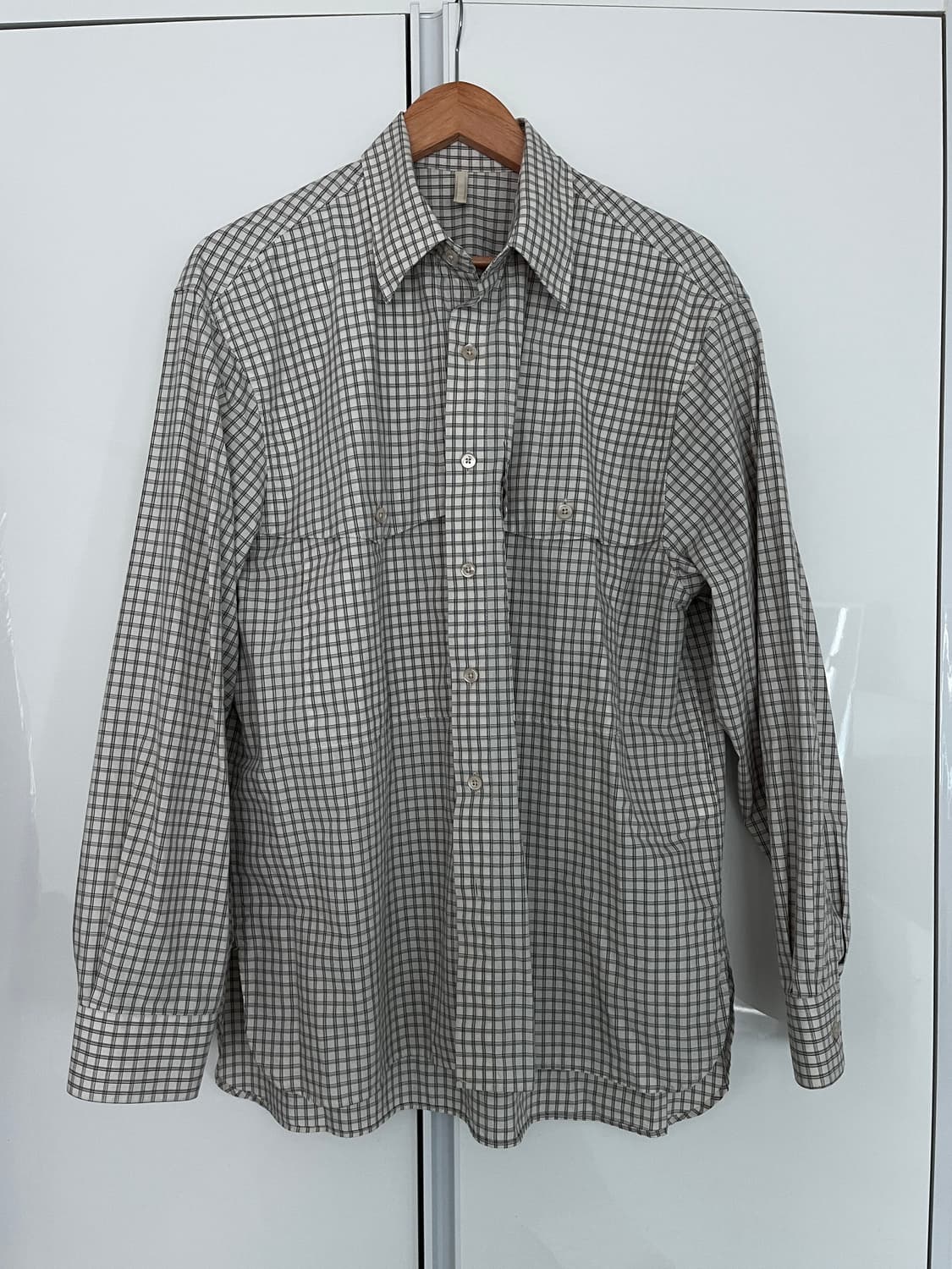 선플라워 체크 노트 셔츠 오프 화이트 상품이미지5